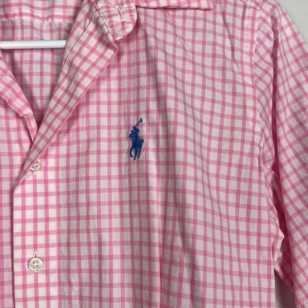Vintage Ralph Lauren Pink Check Button-Down Shirt SZ: 2 - Picture 2 of 5
